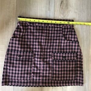 Urban Outfitters Gingham Checkered Mini Skirt With Pockets Brown & Black Size S